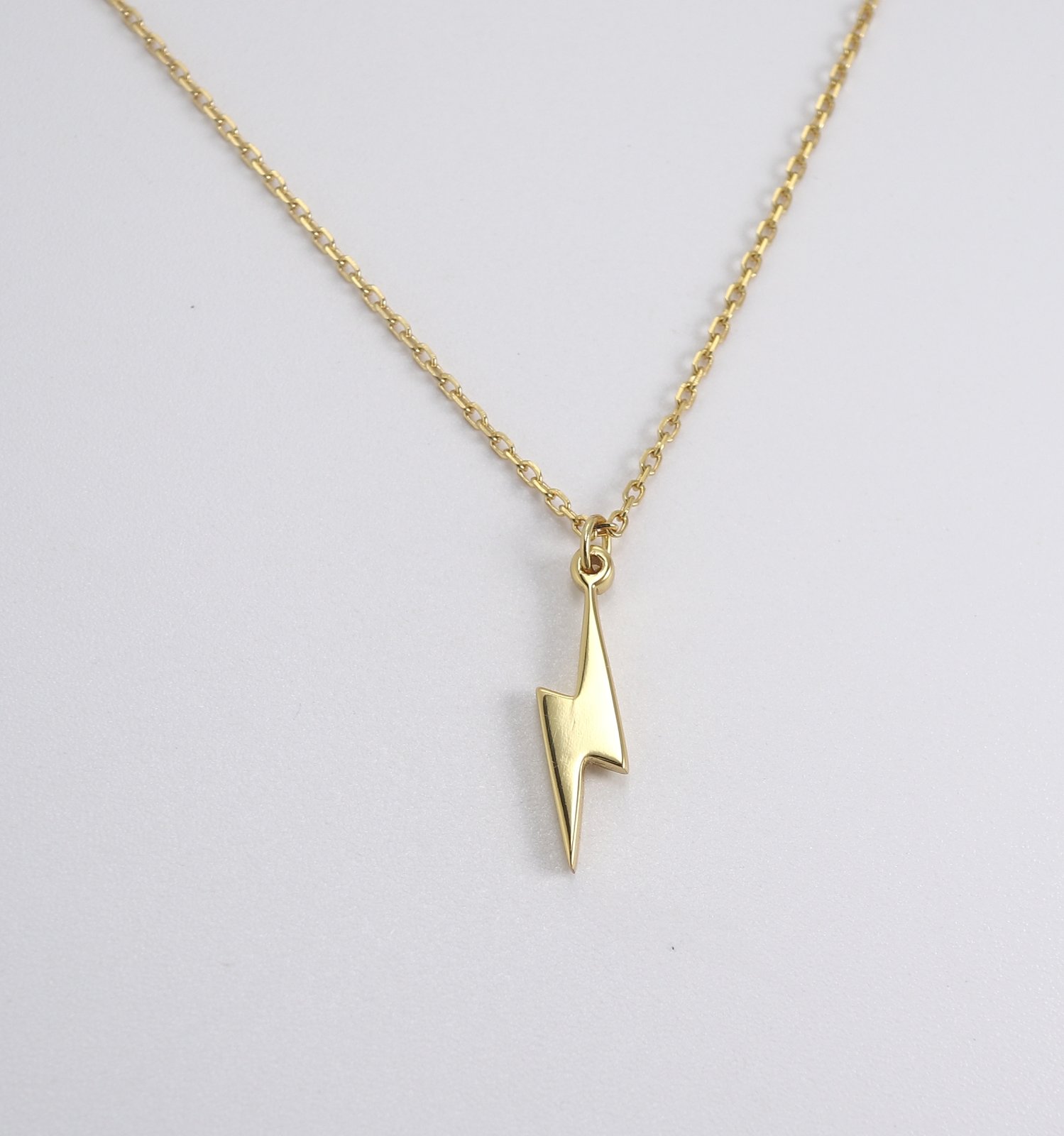 Gold Lightning Bolt Necklace (925 Sterling Silver) | BowieGallery